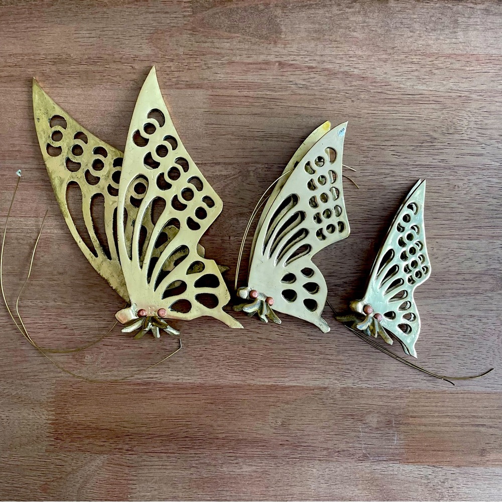 VTG Set of MCM Brass Butterflies